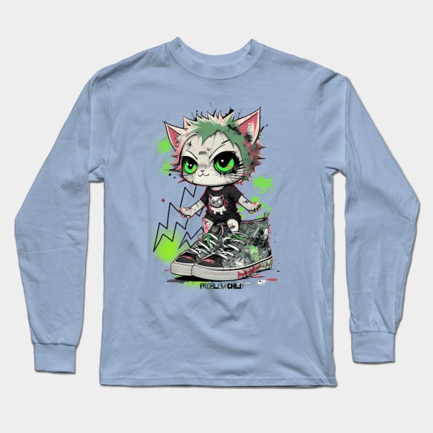 Problem Child Punk Kitty Tee! Long Sleeve T-Shirt by SocietyTwentyThree